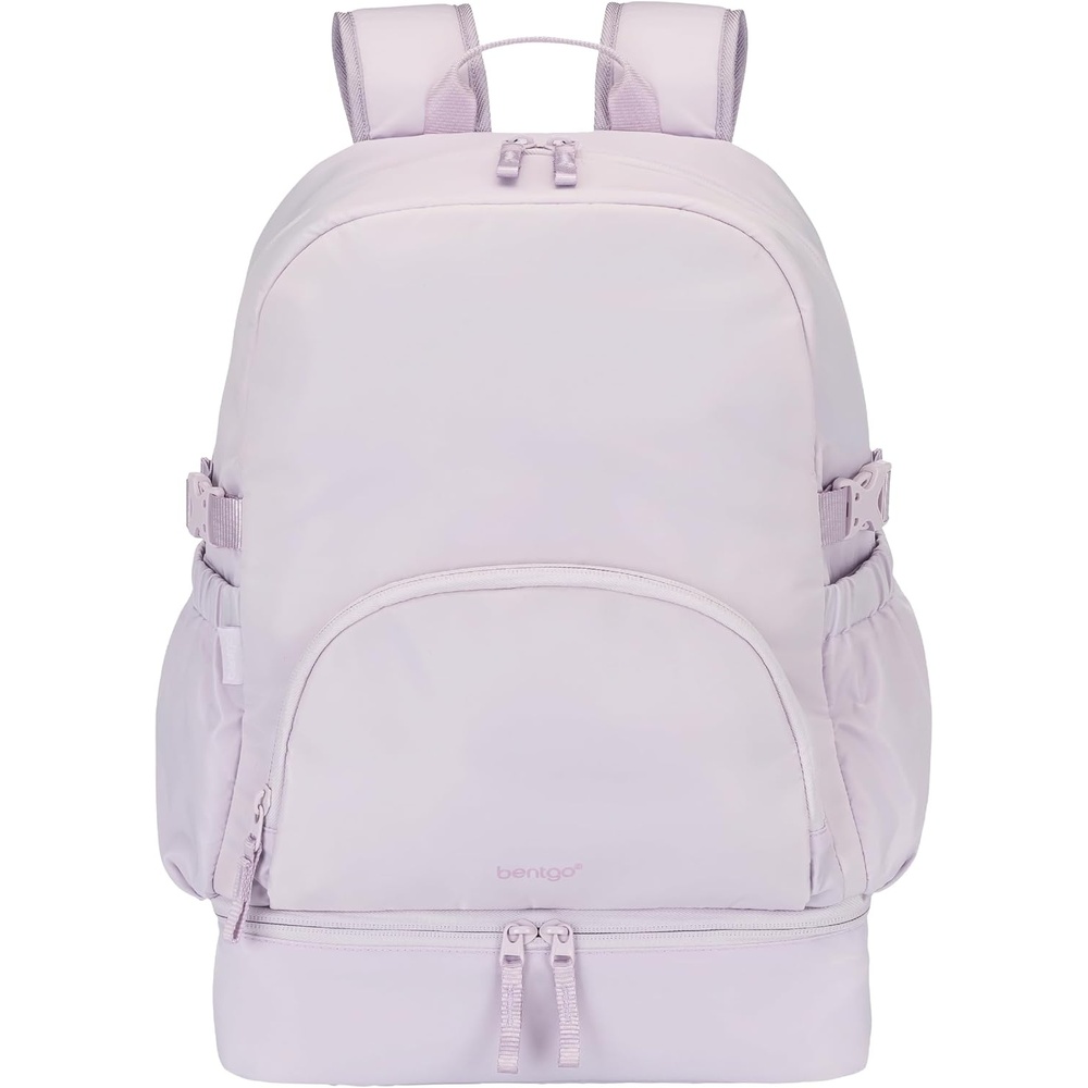 image:imageBentgo 2in1 Adult Backpack amp Insulated Lunch Bag  Lightweight WaterResistant Travel Backpack with 9 Compartments Laptop Sleeve amp Trolley Sleeve for Work amp Everyday Use Obsidian CharcoalLavender