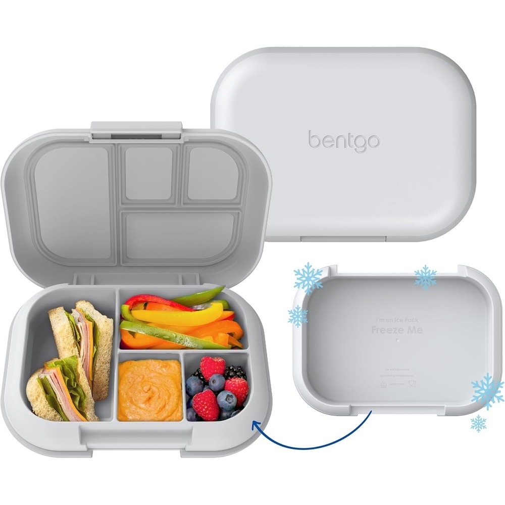 image:imageBentgo Chill Kids Leakproof Lunch Box  4Compartment Bento Box with BuiltIn Ice Pack 33 Cup Capacity BPAFree Microwave amp Dishwasher Safe Tray Ages 37 FuchsiaTealGray