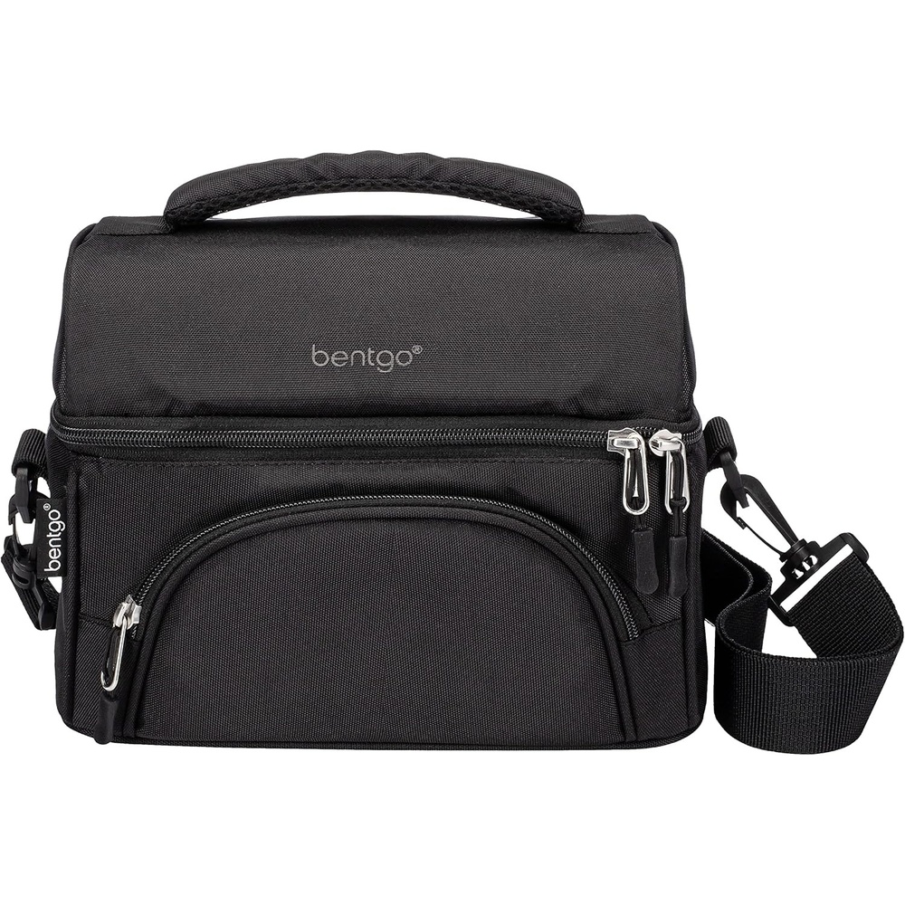image:imageBentgo Deluxe Lunch Bag  Durable and Insulated Lunch Tote with Zippered Outer Pocket Internal Mesh Pocket Padded amp Adjustable Straps amp 2Way Zippers  Fits Most Lunch Boxes SlateCarbon Black