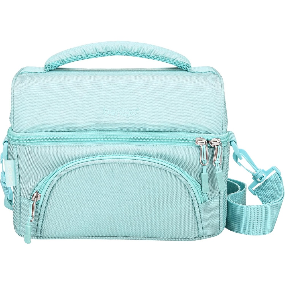 image:imageBentgo Deluxe Lunch Bag  Durable and Insulated Lunch Tote with Zippered Outer Pocket Internal Mesh Pocket Padded amp Adjustable Straps amp 2Way Zippers  Fits Most Lunch Boxes Coastal Aqua