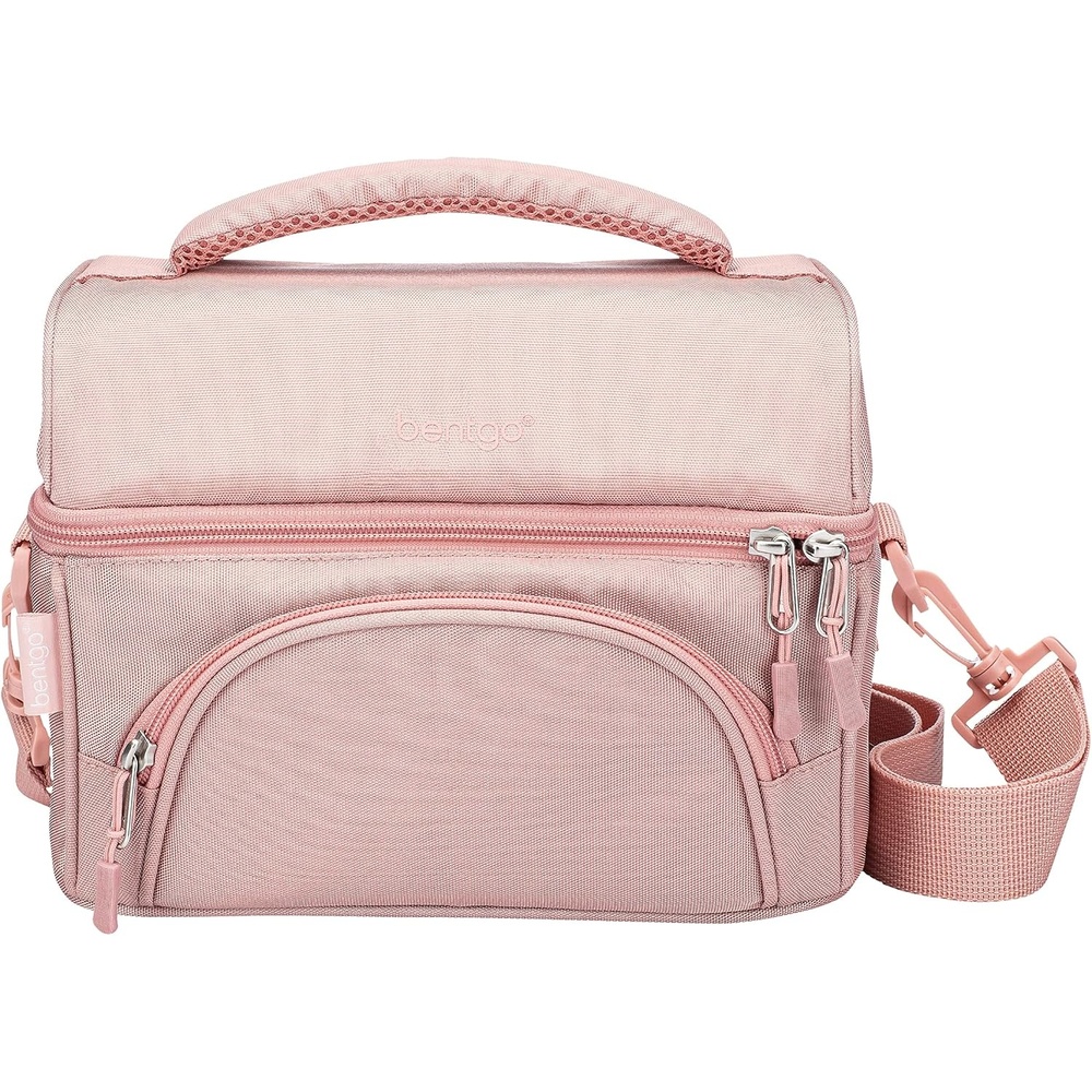 image:imageBentgo Deluxe Lunch Bag  Durable and Insulated Lunch Tote with Zippered Outer Pocket Internal Mesh Pocket Padded amp Adjustable Straps amp 2Way Zippers  Fits Most Lunch Boxes SlateBlush