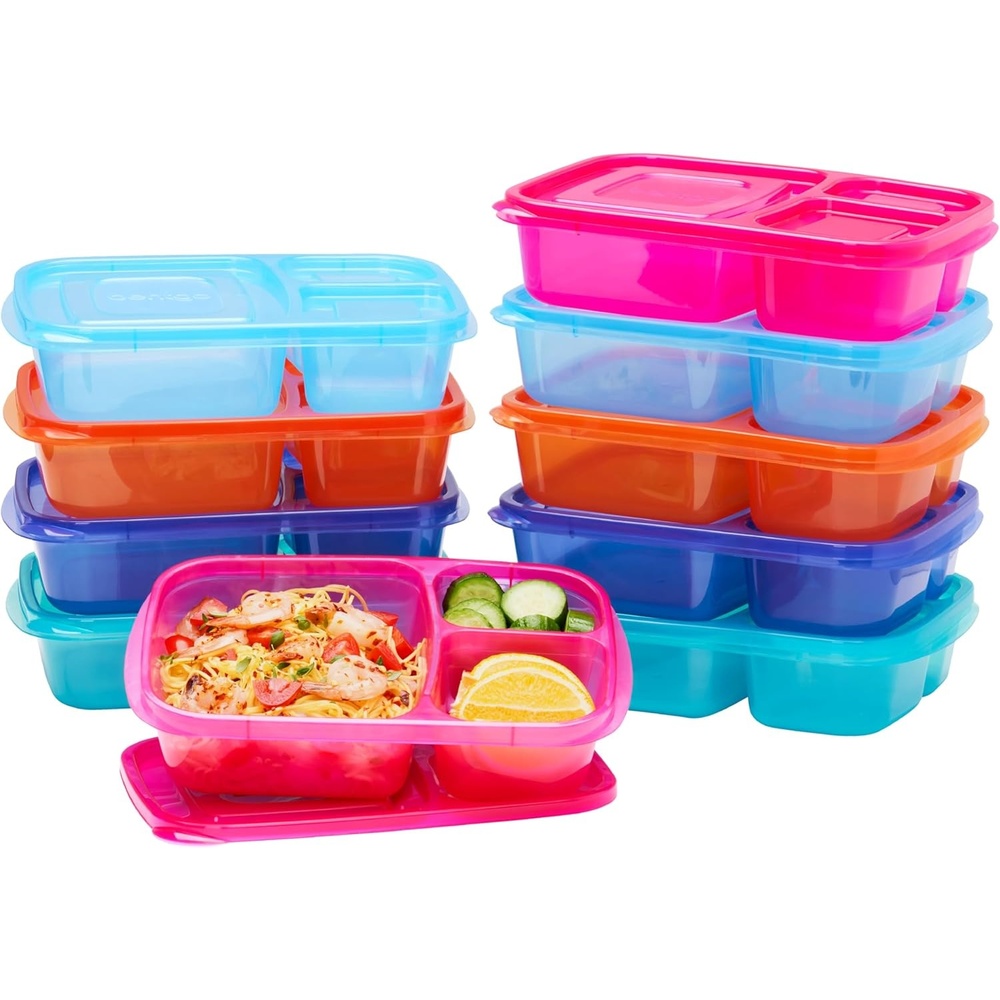 image:imageBentgo Easyboxes  Original Stackable Lunch Boxes  Reusable 3Compartment Food Containers for Kids and Adults  Bento Lunch Box for Meal Prep School amp Work  BPA Free Set of 4 ClassicJewel Brights 10Pack