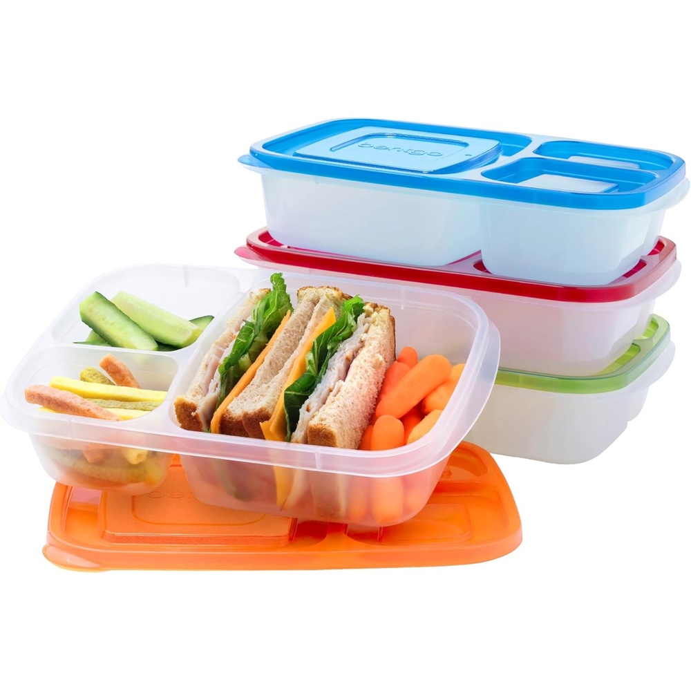 image:imageBentgo Easyboxes  Original Stackable Lunch Boxes  Reusable 3Compartment Food Containers for Kids and Adults  Bento Lunch Box for Meal Prep School amp Work  BPA Free Set of 4 ClassicClassic 4Pack
