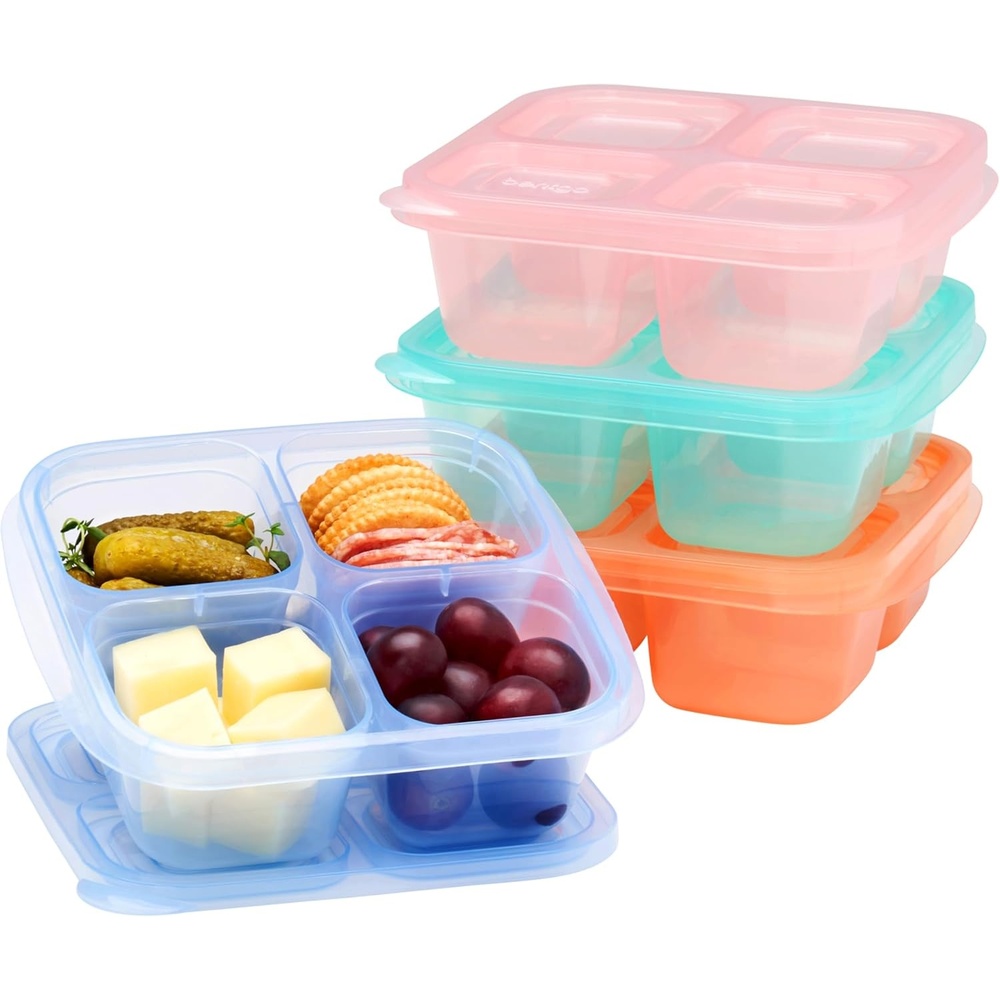 image:imageBentgo Easyboxes 4Compartment Snack Containers  8Piece Set with 4 Trays amp 4 CustomFit Lids to Seal in Freshness  Reusable Food Storage amp Meal Prep Bento BPAFree Containers Brights 4PackPastels 4Pack