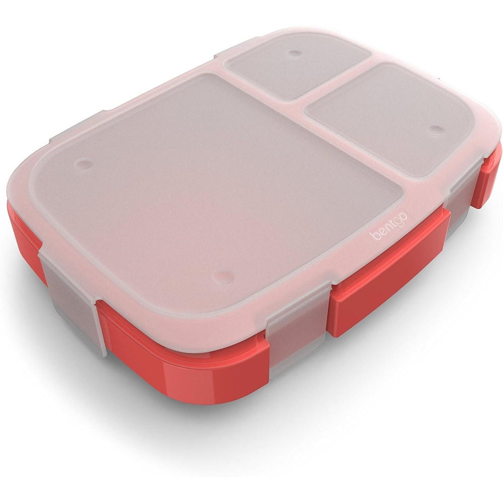 image:imageBentgo Fresh Tray Green with Transparent Cover  Reusable BPAFree 4Compartment Meal Prep Container with BuiltIn Portion Control for Healthy AtHome Meals and OntheGo LunchesRed