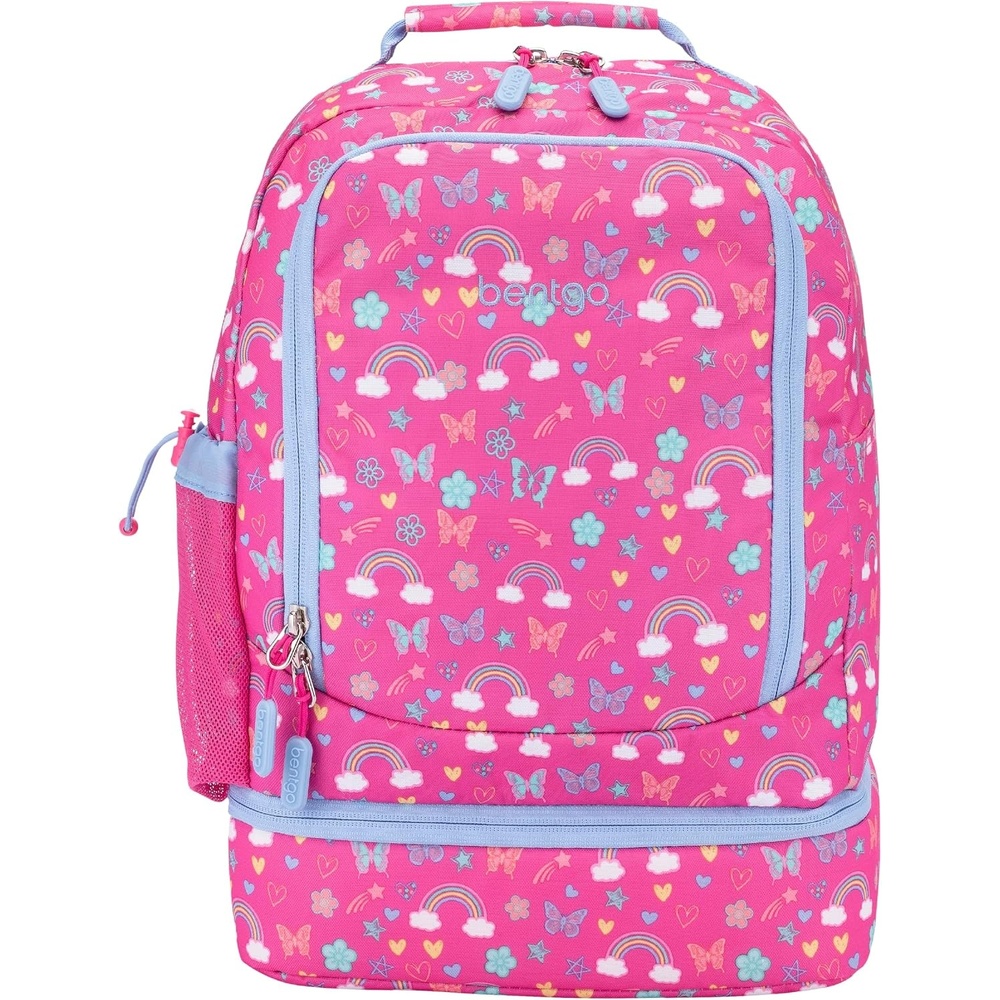 image:imageBentgo Kids 2in1 Backpack amp Insulated Lunch Bag  Glitter Designed 16 Backpack for School amp Travel  Durable Water Resistant Padded amp Large Compartments Glitter Edition  Petal PinkRainbows and Butterflies
