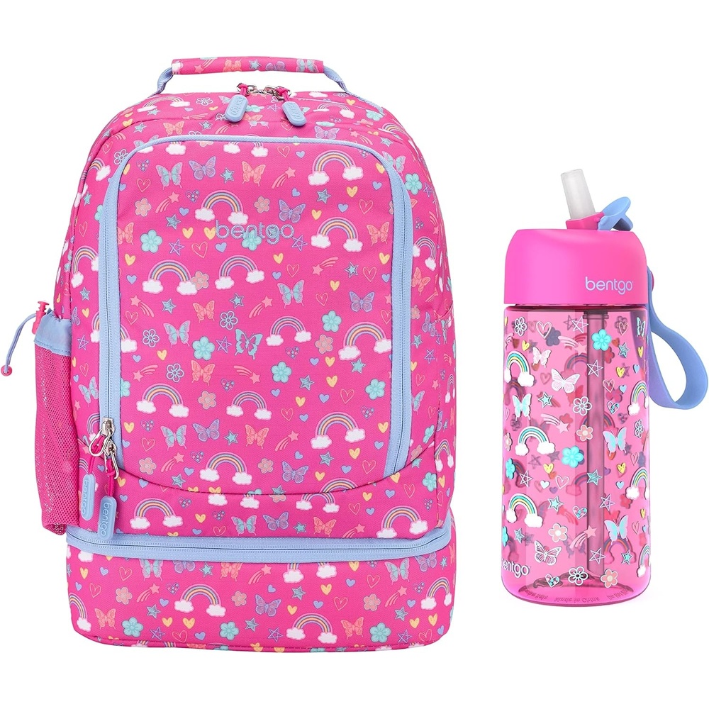 image:imageBentgo Kids 2in1 Backpack amp Insulated Lunch Bag Set Water Bottle  New amp Improved 2023 Rainbows and Butterflies