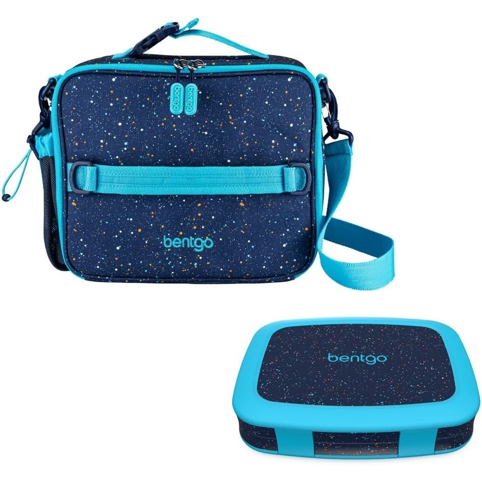 image:imageBentgo Kids 5Compartment Lunch Box With Insulated Lunch Bag  Confetti Edition  Abyss Blue