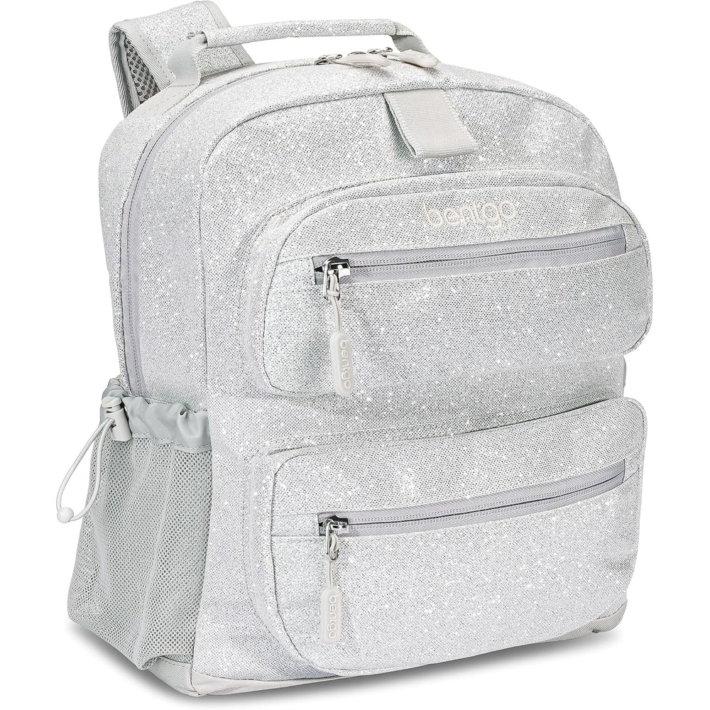 image:imageBentgo Kids Backpack  Lightweight 14 Backpack in Fun Prints for School Travel amp Daycare Ideal for Ages 4 Roomy Interior Durable amp WaterResistant Fabric amp Loop for Lunch Bag DinosaurGlitter Edition  Silver