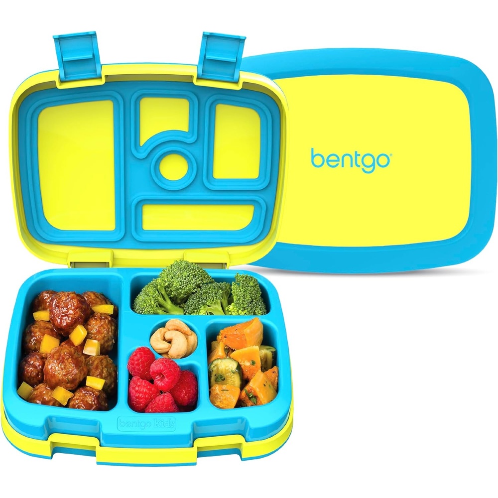 image:imageBentgo Kids BentoStyle 5Compartment LeakProof Lunch Box  JustRight Portions Ages 37 Durable DropProof Dishwasher Safe PFAS amp BPAFree amp Made with FoodSafe Materials Petal Pink GlitterCitrus Yellow
