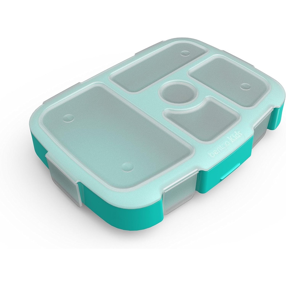 image:imageBentgo Kids Brights Tray Violet with Transparent Cover  Reusable BPAFree 5Compartment Meal Prep Container with BuiltIn Portion Control for Healthy AtHome Meals and OntheGo LunchesAqua