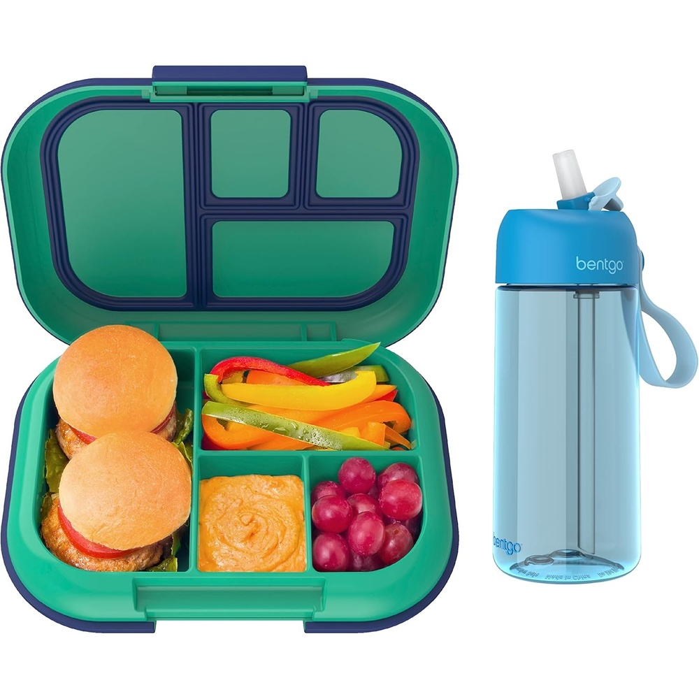 image:imageBentgo Kids Chill Lunch Box GreenNavy With Kids Water Bottle  New amp Improved 2023 Blue
