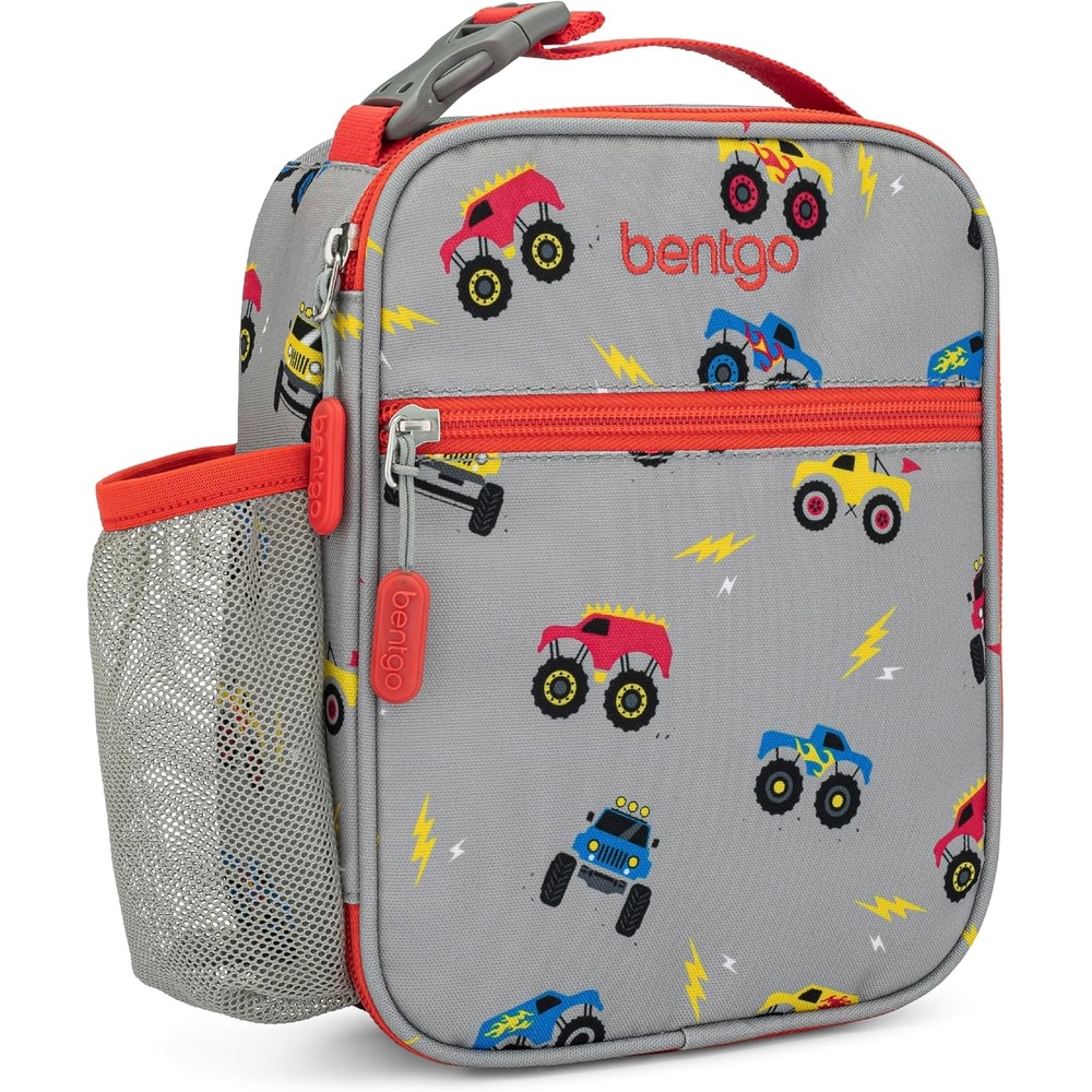 image:imageBentgo Kids Insulated Lunch Tote  WaterResistant Reusable Lightweight amp Durable Lunch Bag with Water Bottle Holder amp Mesh Pocket Fits Lunch Box amp Water Bottle  Ideal for Ages 3 SharksTrucks