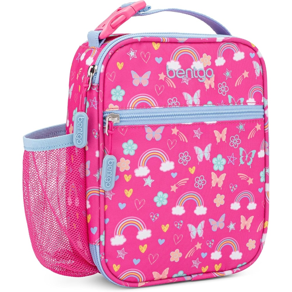 image:imageBentgo Kids Insulated Lunch Tote  WaterResistant Reusable Lightweight amp Durable Lunch Bag with Water Bottle Holder amp Mesh Pocket Fits Lunch Box amp Water Bottle  Ideal for Ages 3 SharksRainbow