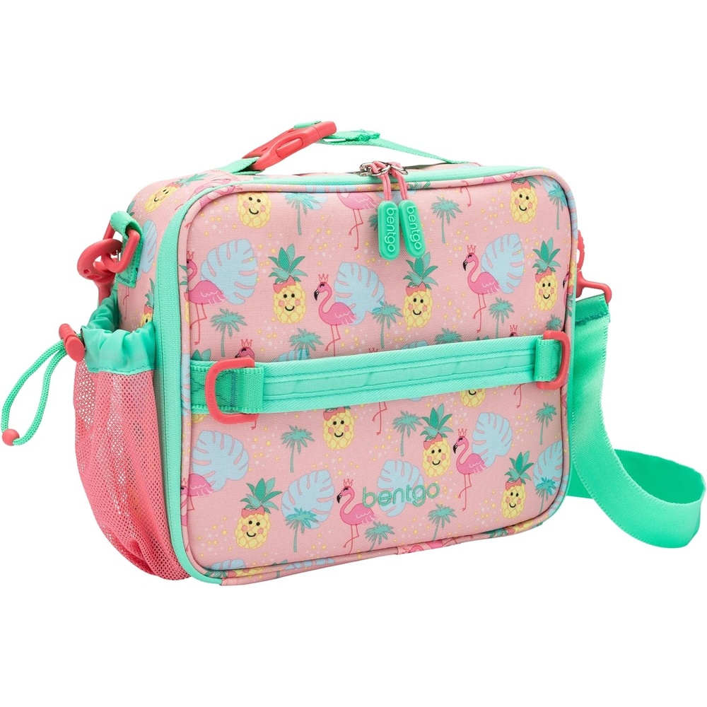 image:imageBentgo Kids Lunch Bag  DoubleInsulated Reusable Lunch Bag for Kids 3 with Adjustable Strap Holds Lunch BoxWater BottleSnacks EasyClean WaterResistant amp Pockets Glitter  Petal PinkTropical