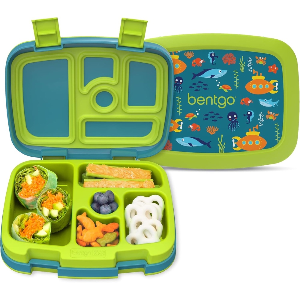 image:imageBentgo Kids Prints LeakProof 5Compartment BentoStyle Kids Lunch Box  Ideal Portion Sizes for Ages 37 Durable DropProof Dishwasher Safe PFAS amp BPAFree Materials NEW Blooming FloralSubmarine