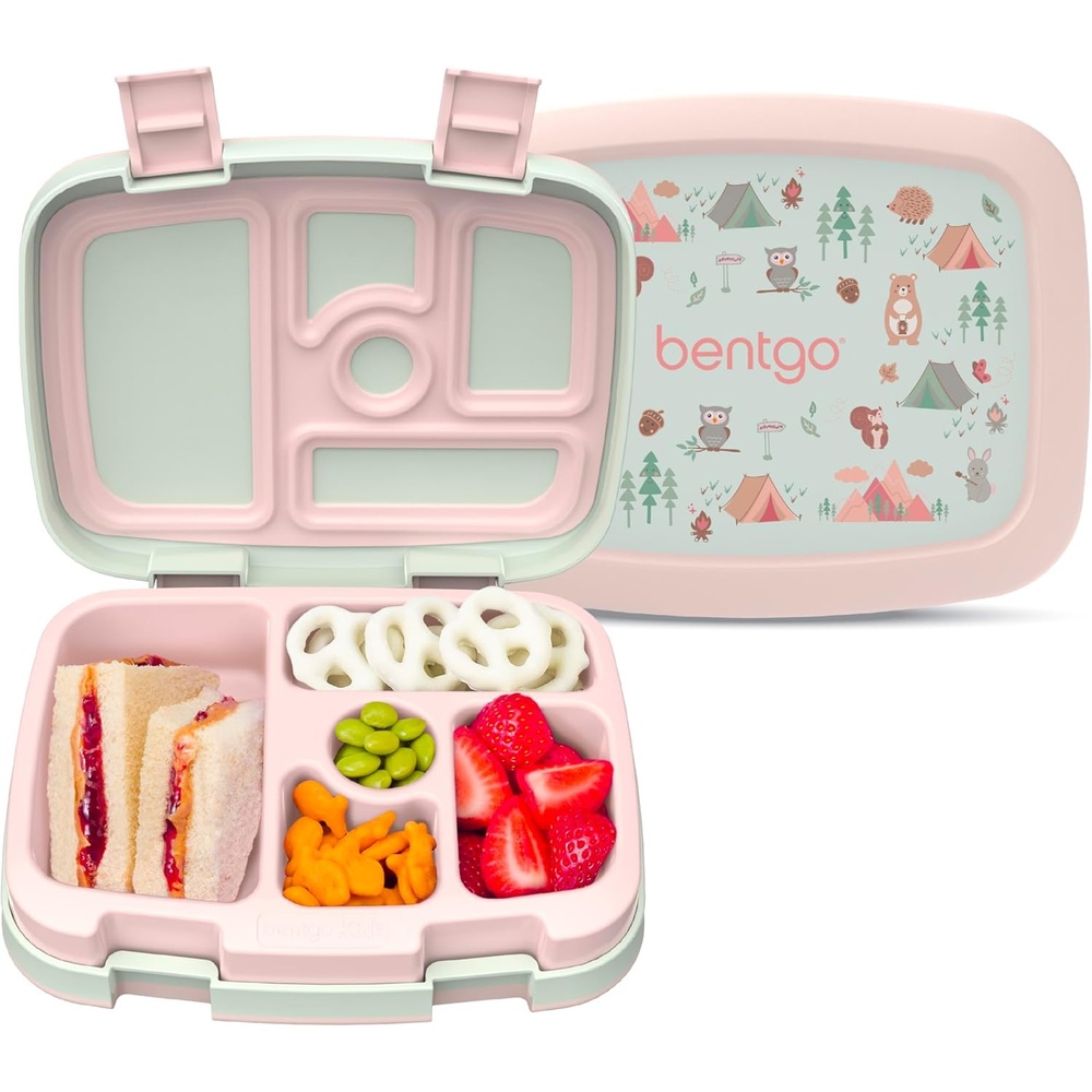 image:imageBentgo Kids Prints LeakProof 5Compartment BentoStyle Kids Lunch Box  Ideal Portion Sizes for Ages 37 Durable DropProof Dishwasher Safe PFAS amp BPAFree Materials NEW Blooming FloralNature Adventure