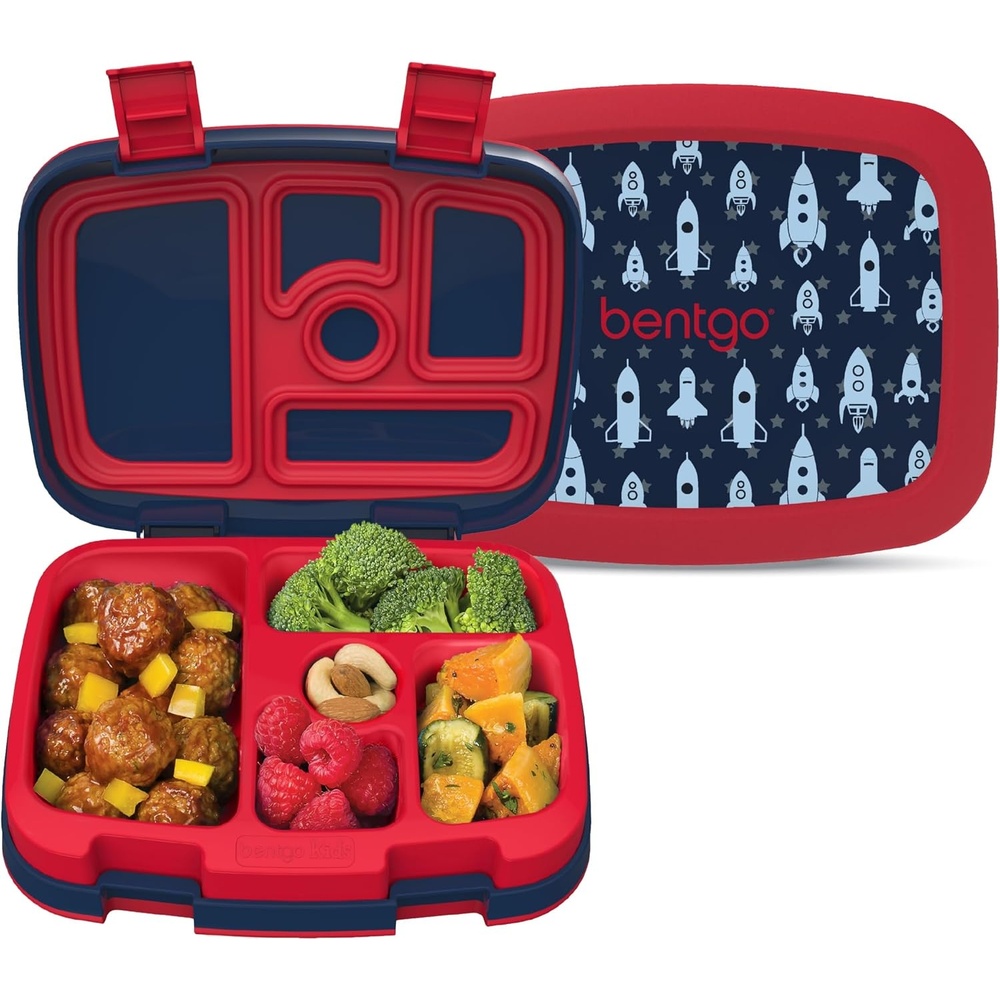 image:imageBentgo Kids Prints LeakProof 5Compartment BentoStyle Kids Lunch Box  Ideal Portion Sizes for Ages 37 Durable DropProof Dishwasher Safe PFAS amp BPAFree Materials NEW Blooming FloralRocket