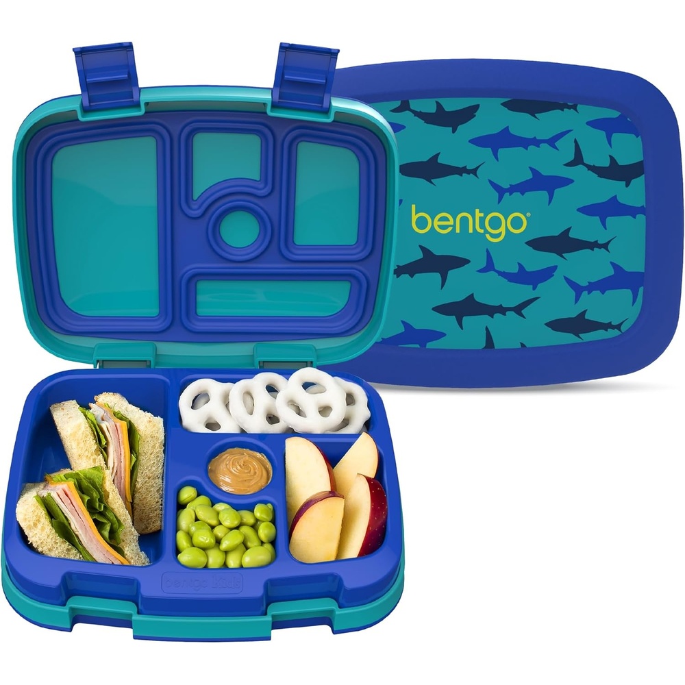 image:imageBentgo Kids Prints LeakProof 5Compartment BentoStyle Kids Lunch Box  Ideal Portion Sizes for Ages 37 Durable DropProof Dishwasher Safe PFAS amp BPAFree Materials NEW Blooming FloralSharks