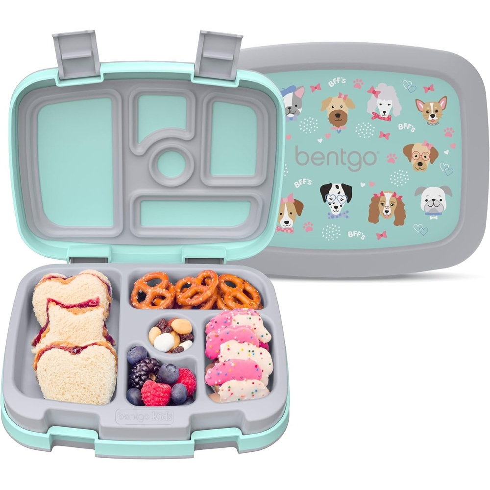 image:imageBentgo Kids Prints LeakProof 5Compartment BentoStyle Kids Lunch Box  Ideal Portion Sizes for Ages 37 Durable DropProof Dishwasher Safe PFAS amp BPAFree Materials NEW Blooming FloralPuppy Love