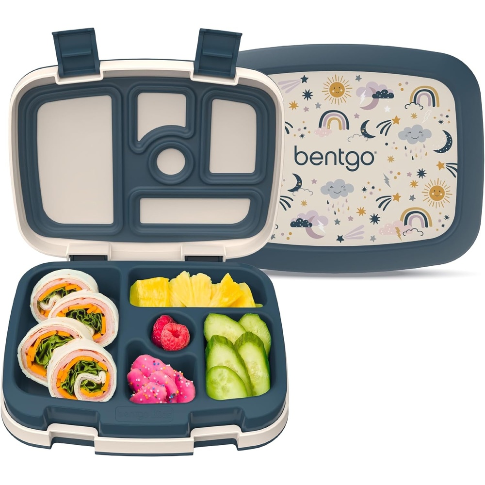 image:imageBentgo Kids Prints LeakProof 5Compartment BentoStyle Kids Lunch Box  Ideal Portion Sizes for Ages 37 Durable DropProof Dishwasher Safe amp PFAS amp BPAFree Materials SportsFriendly Skies