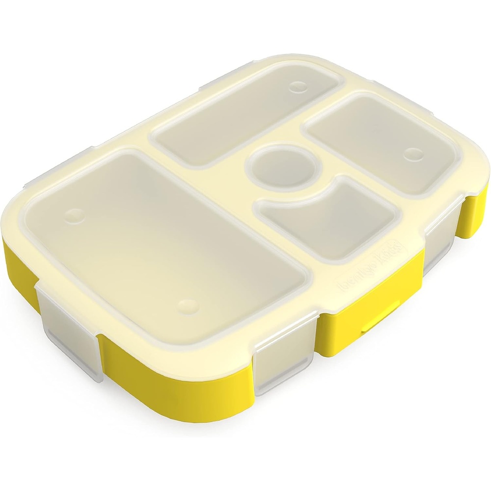 image:imageBentgo Kids Prints Tray with Transparent Cover  Reusable BPAFree 5Compartment Meal Prep Container with BuiltIn Portion Control for Healthy Meals At Home amp On the Go Carousel UnicornsSpace