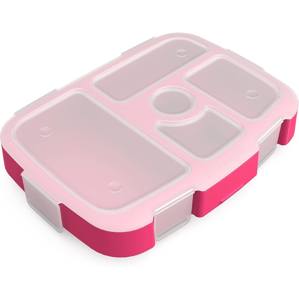 image:imageBentgo Kids Prints Tray with Transparent Cover  Reusable BPAFree 5Compartment Meal Prep Container with BuiltIn Portion Control for Healthy Meals At Home amp On the Go Carousel UnicornsFairies