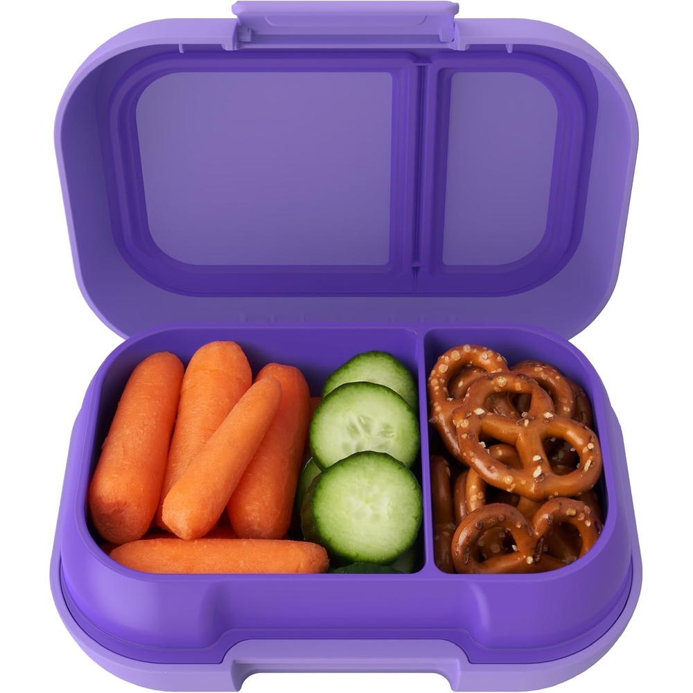 image:imageBentgo Kids Snack  2 Compartment LeakProof Bento Box Container for Snacks and Small Meals EasyOpen Latch Dishwasher Safe BPAFree for School Daycare amp Sports  Ideal for Ages 3 AquaPurple