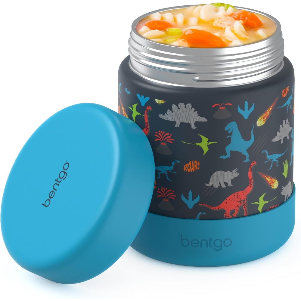 image:imageBentgo Kids Stainless Steel Food Jar  11oz LeakProof Double Insulated Hot or Cold Food Container with Removable Silicone Bumper Dishwasher Safe Easy Open Lid Ages 3 UnicornDinosaur