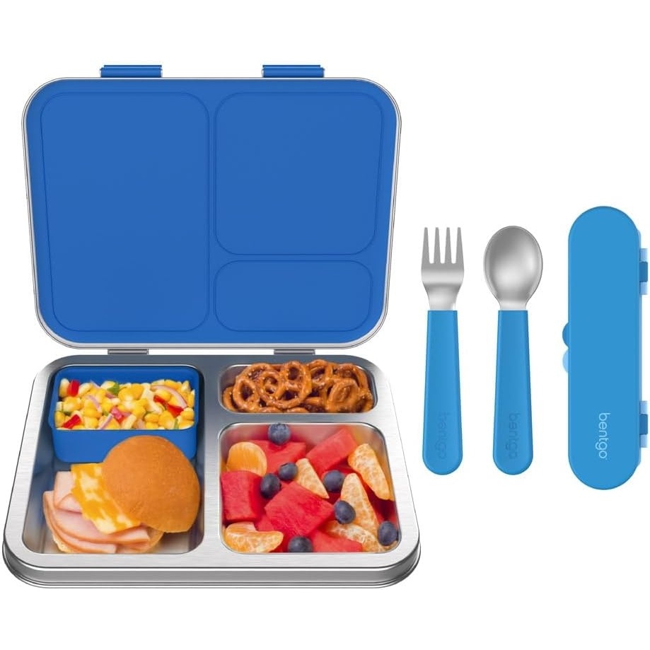 image:imageBentgo Kids Stainless Steel Lunch Box Set With Reusable Stainless Steel Utensils Blue