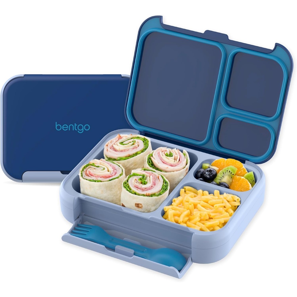 image:imageBentgo Kids Stow amp Go Lunch Box with BuiltIn Utensil LeakProof Design Removable Tray PortionPerfect Compartments for Kids and Teens Navy SkyNavy