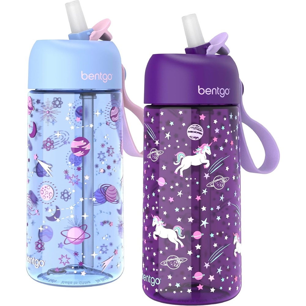 image:imageBentgo Kids Water Bottle  LeakProof Durable Tritan PFAS amp BPAFree 15 fl oz KidsToddlers Ages 3 for School amp Sports Bite amp Sip Spout Carrying Handle Dishwasher Safe NEW Race CarsUnicorn  Lavender Galaxy
