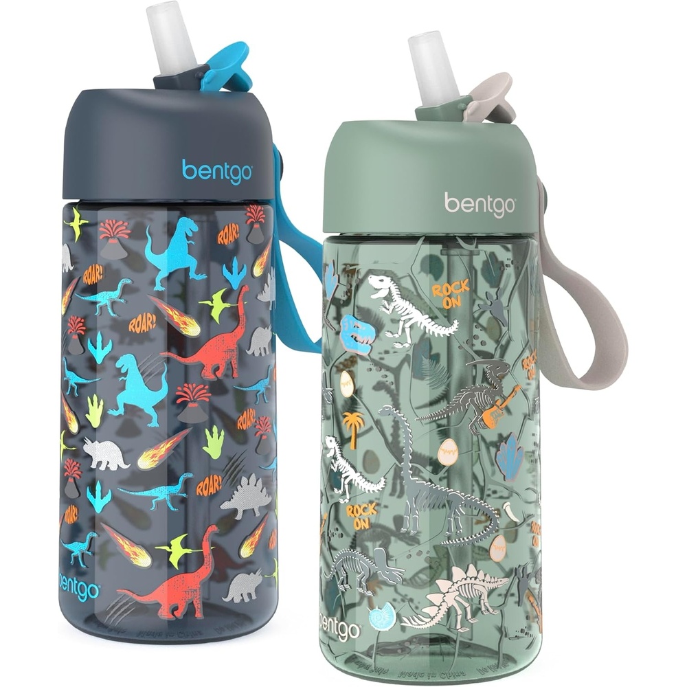 image:imageBentgo Kids Water Bottle  LeakProof Durable Tritan PFAS amp BPAFree 15 fl oz KidsToddlers Ages 3 for School amp Sports Bite amp Sip Spout Carrying Handle Dishwasher Safe NEW Race CarsDinosaur  Dino Fossils