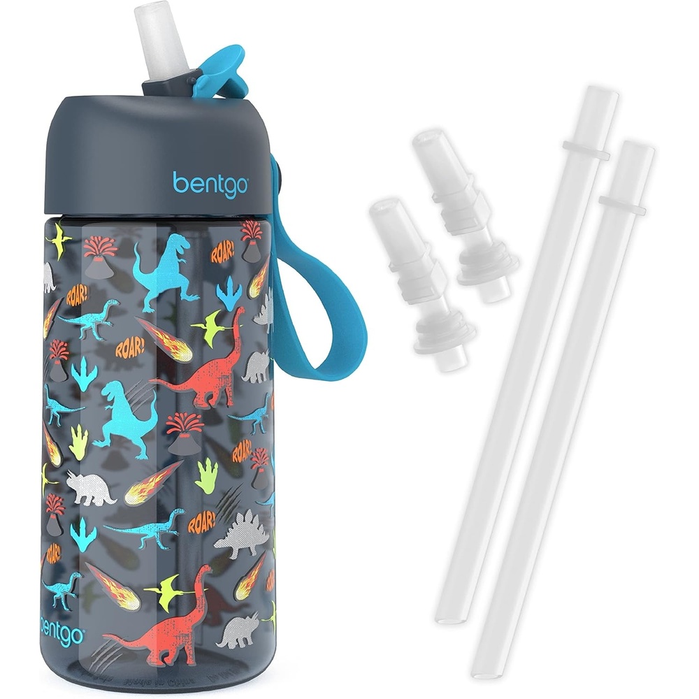 image:imageBentgo Kids Water Bottle  New amp Improved 2023 Set With 2Pack of Water Bottle Replacement Straws Dinosaur