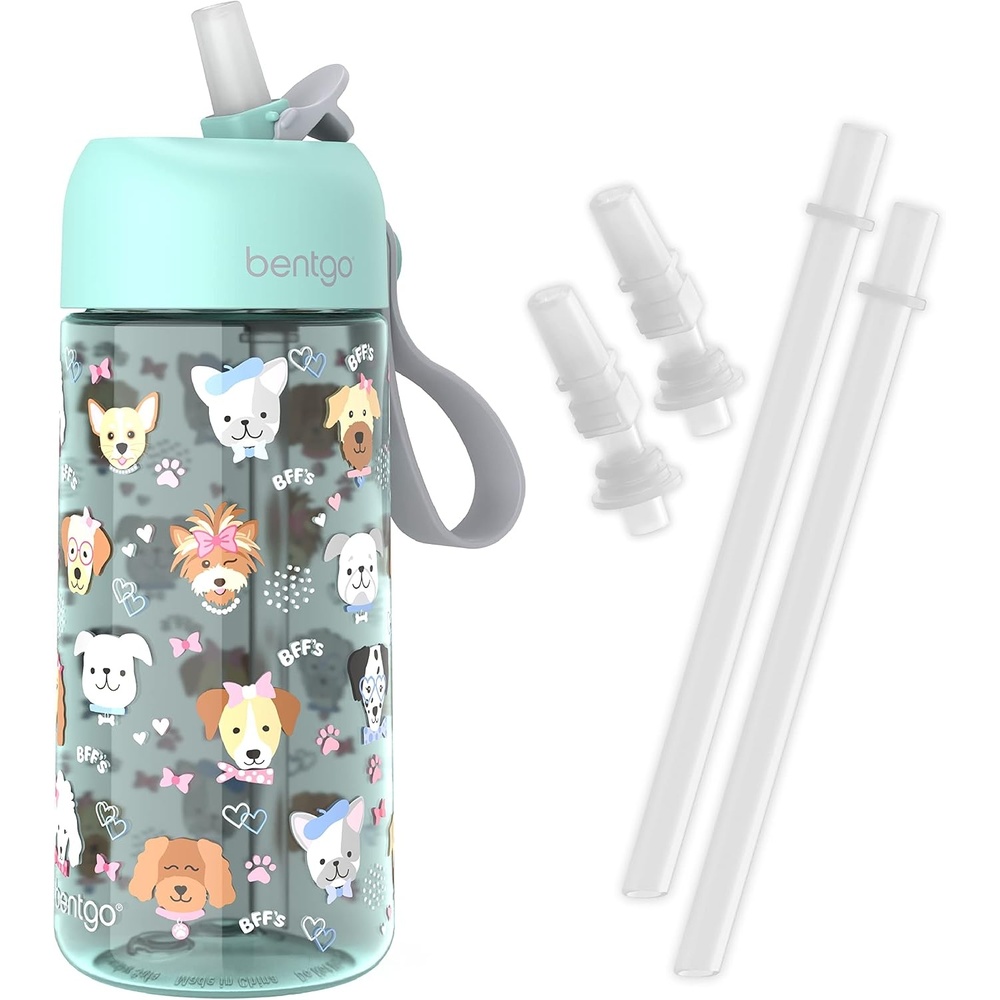 image:imageBentgo Kids Water Bottle  New amp Improved 2023 Set With 2Pack of Water Bottle Replacement Straws Puppy Love