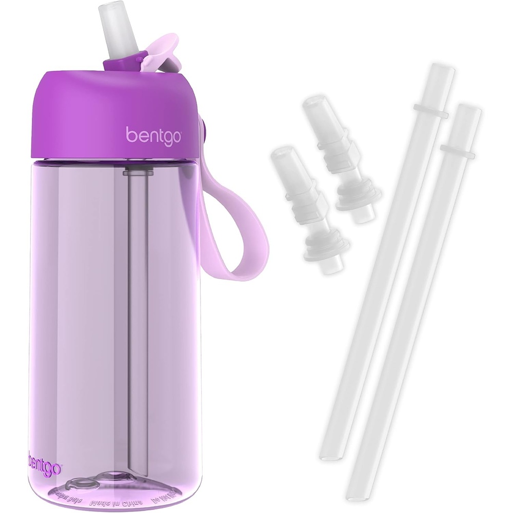 image:imageBentgo Kids Water Bottle  New amp Improved 2023 Set With 2Pack of Water Bottle Replacement Straws Purple