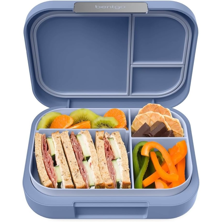 image:imageBentgo Modern  LeakResistant Bento Lunch Box For Adults Teens amp Larger Appetites Reusable BPAFree Meal Prep Container with 3 or 4 Compartments DishwasherMicrowave Safe 5 Cups Dark GrayDusk Blue