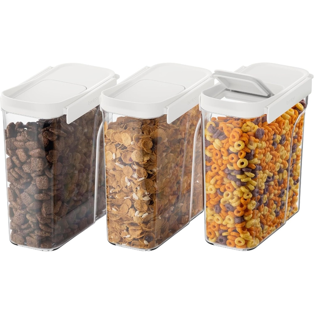 image:imageBentgo Pantry  10Piece Airtight Food Storage Containers Clear Stackable Kitchen amp Pantry Organization Locking Lids for Freshness BPAFree Plastic  Ideal for Sugar Flour amp More Snow6Piece Cereal Set Snow