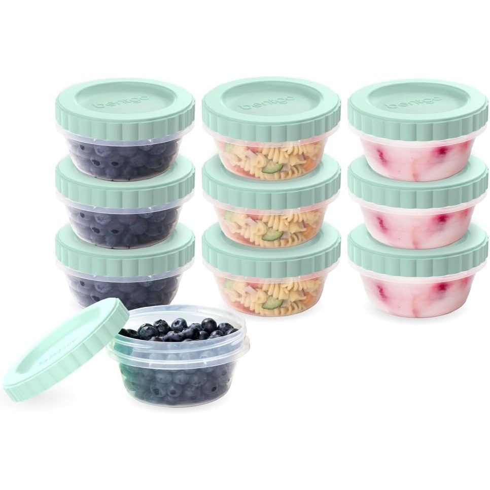 image:imageBentgo Prep  20 Piece 16 fl oz LeakProof Deli Containers with Lids Food Storage for Meal Prep TwistTop Reusable PFAS amp BPAFree Stackable Microwave Freezer amp Dishwasher Safe Sea Blue8 oz Honeydew