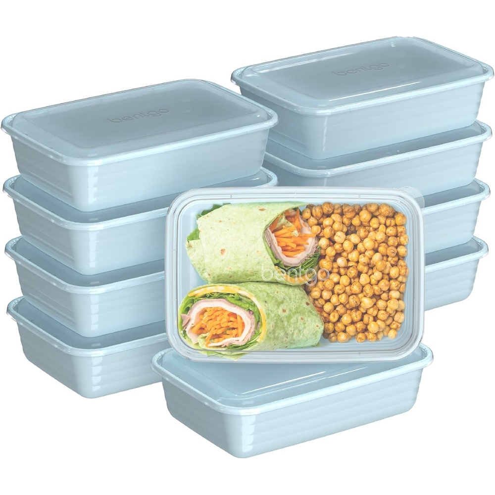 image:imageBentgo Prep  20Piece 1Compartment Reusable Meal Prep Containers with Lids PFAS amp BPA Free Materials Durable Microwave Freezer amp Dishwasher Safe To Go Food Storage SkySky