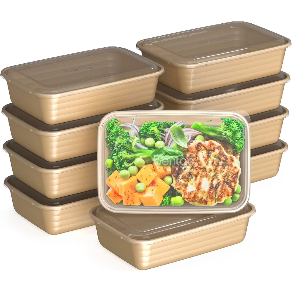 image:imageBentgo Prep  20Piece 1Compartment Reusable Meal Prep Containers with Lids PFAS amp BPA Free Materials Durable Microwave Freezer amp Dishwasher Safe To Go Food Storage SkyGold