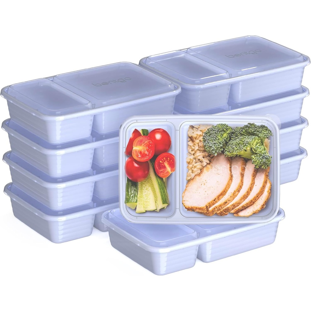 image:imageBentgo Prep  20Piece 2Compartment Reusable Meal Prep Containers with Lids PFAS amp BPA Free Materials Durable Microwave Freezer amp Dishwasher Safe To Go Food Storage MintPeriwinkle