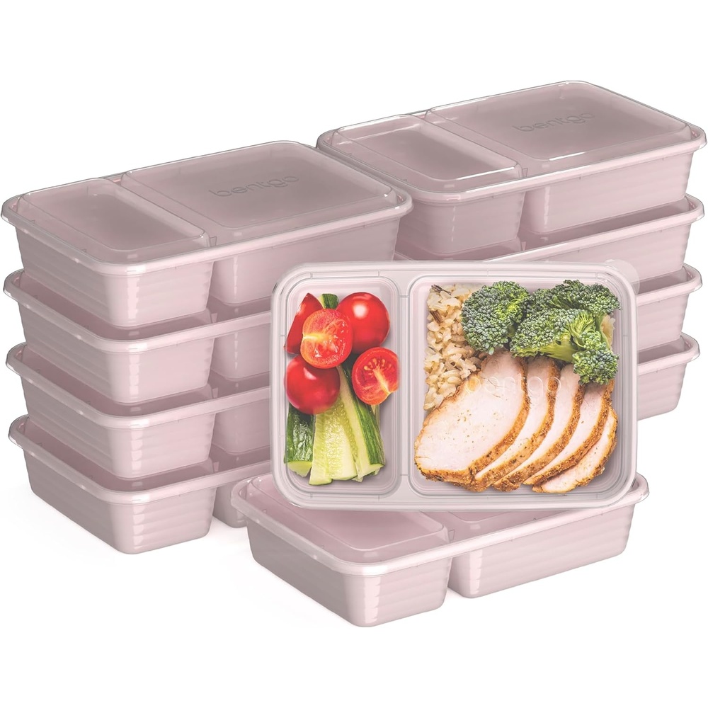 image:imageBentgo Prep  20Piece 2Compartment Reusable Meal Prep Containers with Lids PFAS amp BPA Free Materials Durable Microwave Freezer amp Dishwasher Safe To Go Food Storage MintBlush Pink