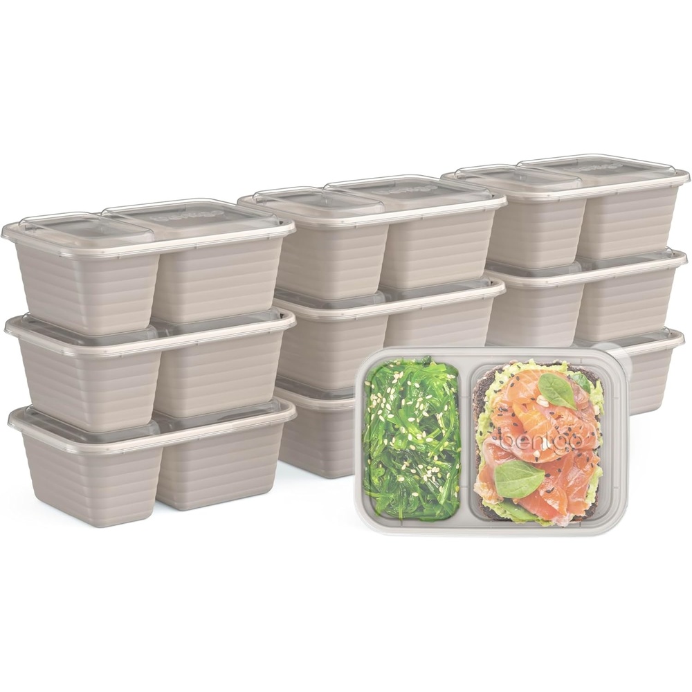 image:imageBentgo Prep  2Compartment Snack Containers with Lids  Reusable Microwaveable Durable PFAS amp BPAFree Freezer and DishwasherSafe Meal Prep Food Storage  10 Trays amp 10 Lids SkyClay