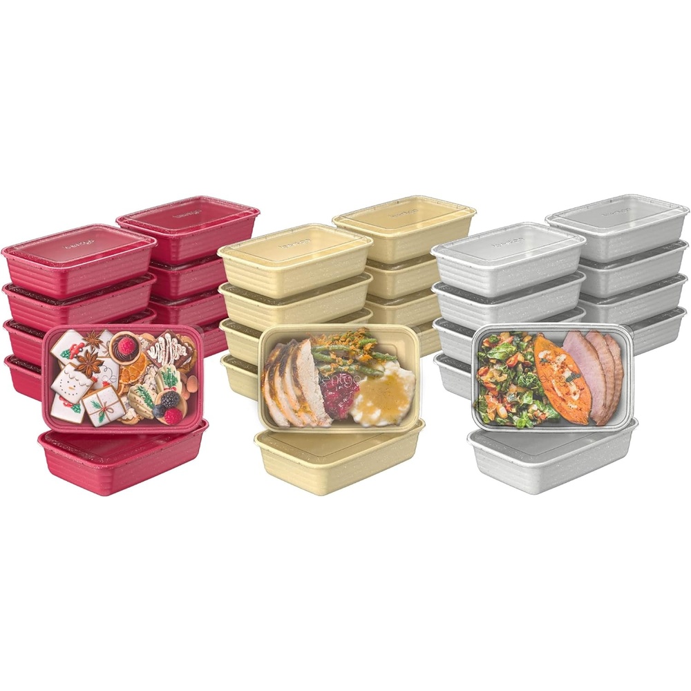 image:imageBentgo Prep 60Piece Meal Prep Kit  Reusable PFAS amp BPAFree Food Containers 1Compartment 2Compartment amp 3Compartments  Microwave Freezer amp Dishwasher Safe Rich ShadesHoliday Glitter Collection