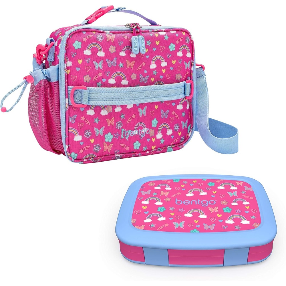 image:imageBentgo Prints Insulated Lunch Bag Set With Kids BentoStyle Lunch Box Rainbows and Butterflies