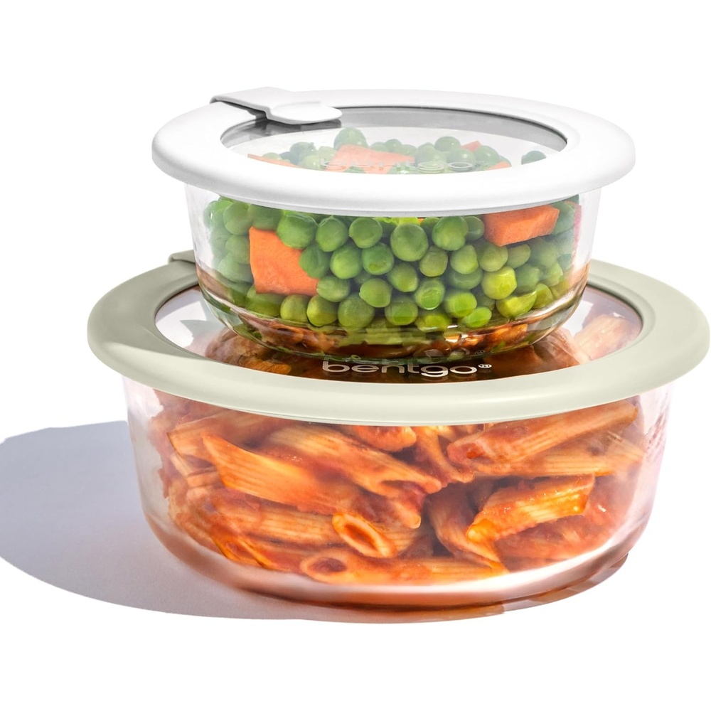 image:imageBentgo Signature LeakProof Glass Food Storage  8Piece Set 1Compartment PlasticFree Containers with Airtight Glass Lids BPAFree Microwave Freezer Oven amp Dishwasher Safe White Stone4Piece Set White Stone