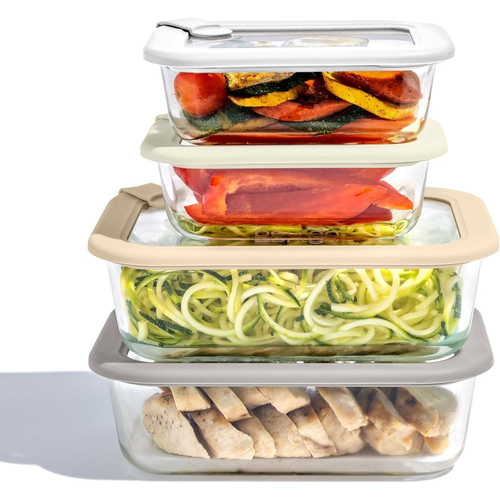 image:imageBentgo Signature LeakProof Glass Food Storage  8Piece Set 1Compartment PlasticFree Containers with Airtight Glass Lids BPAFree Microwave Freezer Oven amp Dishwasher Safe White Stone8Piece Set White Stone