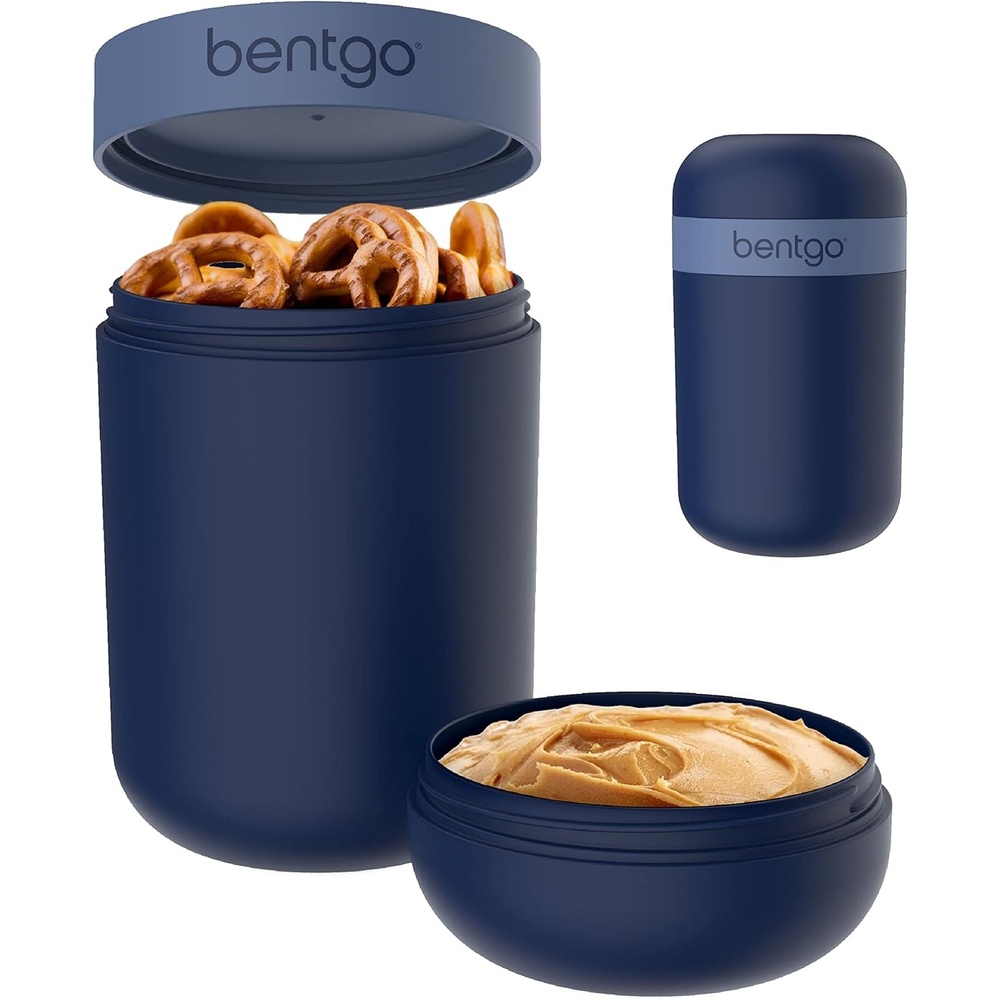 image:imageBentgo Snack Cup  Reusable Snack Container with LeakProof Design Toppings Compartment and DualSealing Lid Portable amp Lightweight for Work Travel Gym  Dishwasher Safe WhiteNavy