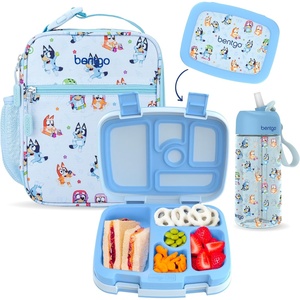 Bentgo + BLUEY 3-Piece Lunchtime Trio Set – Leak-Proof Kids Prints 5-Compartment Bento Lunch Box, Insulated Lightweight Tote Bag, & Durable Bite & Sip Water Bottle Bundle for Age 3+ (Play Day)(Play Day)